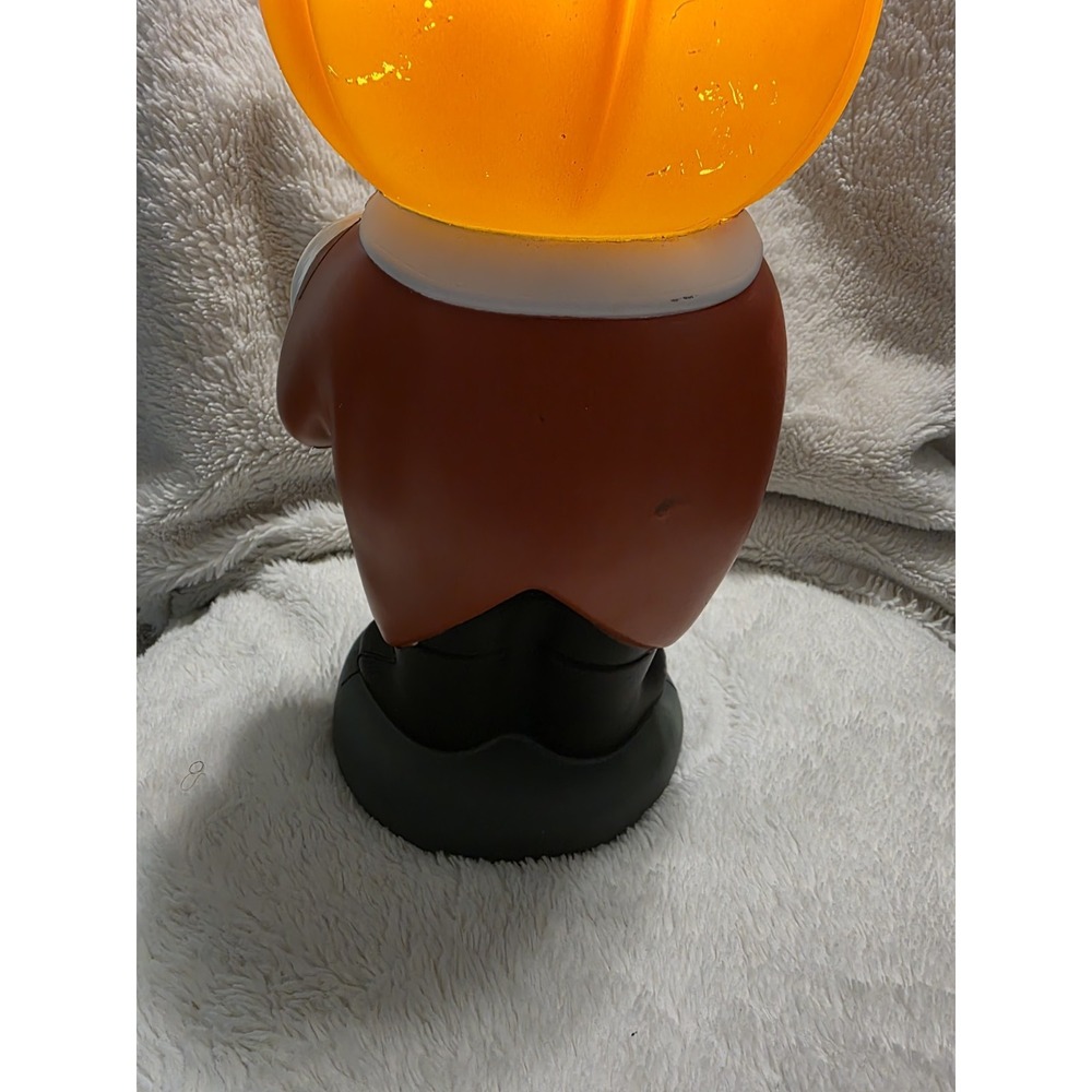 Vtg Halloween Pumpkin Man Light-Up‎ Deco Top Hat & Lollipop 12" Jack-O-Lantern - Picture 7 of 15